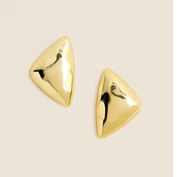 J.Crew Oversized Triangle Studs – Shiny Matte Gold Tone Earrings - Picture 3 of 3